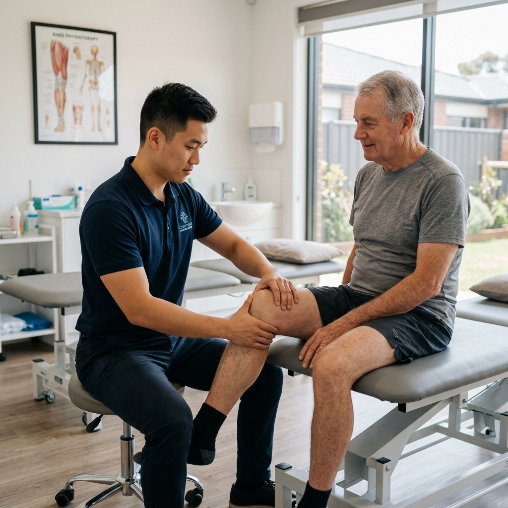 Professional physiotherapy session — a therapist treating a patient